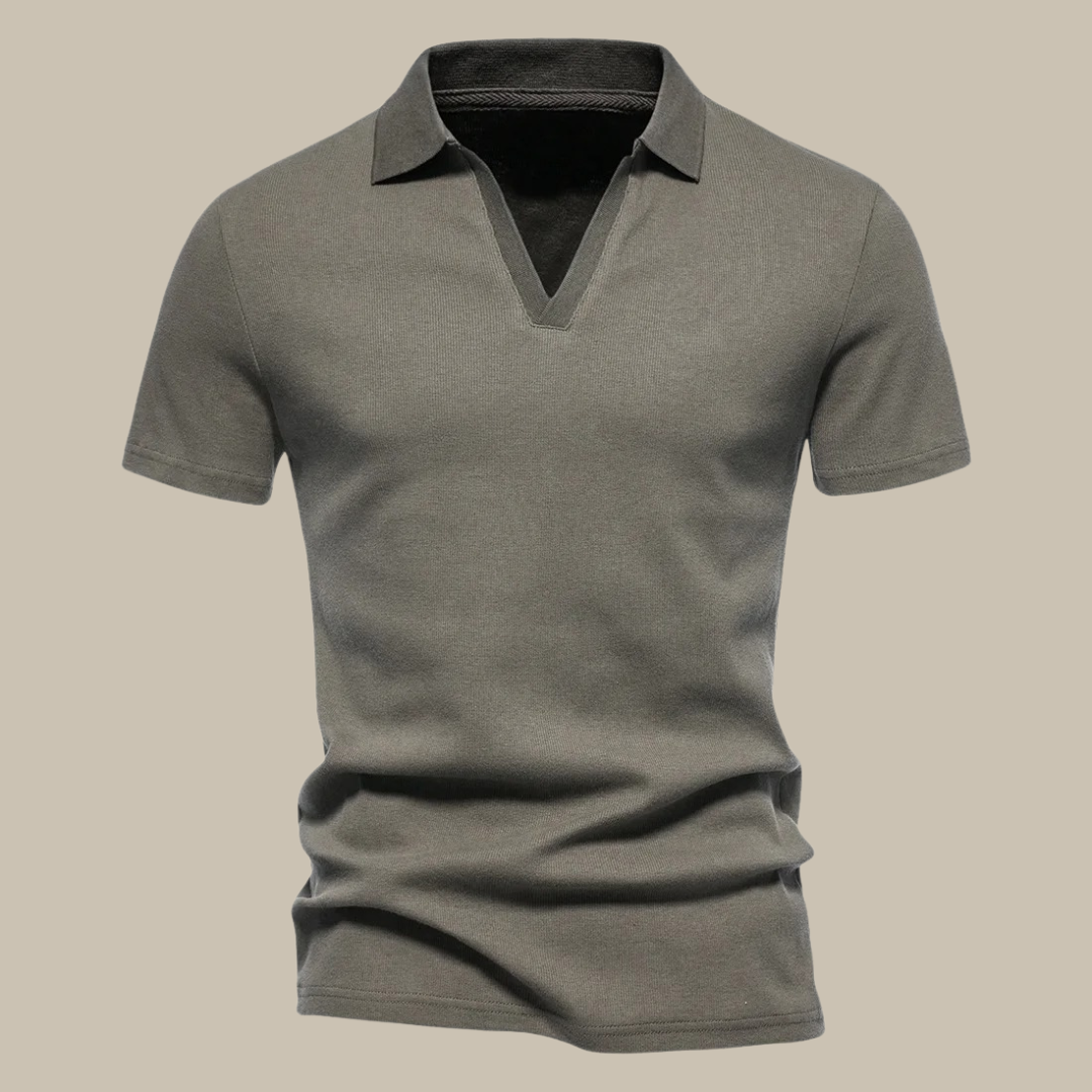 Polohemd | ohne Knopfleiste | V-Ausschnitt | Polohemden | Herrenhemden-Armeegrün-M-Chaps Herrenmode