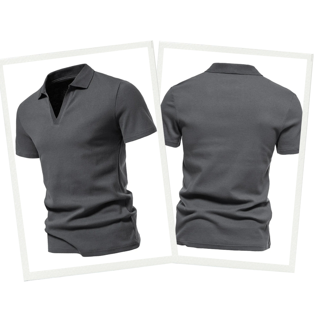 Polohemd | ohne Knopfleiste | V-Ausschnitt | Polohemden | Herrenhemden-Chaps Herrenmode
