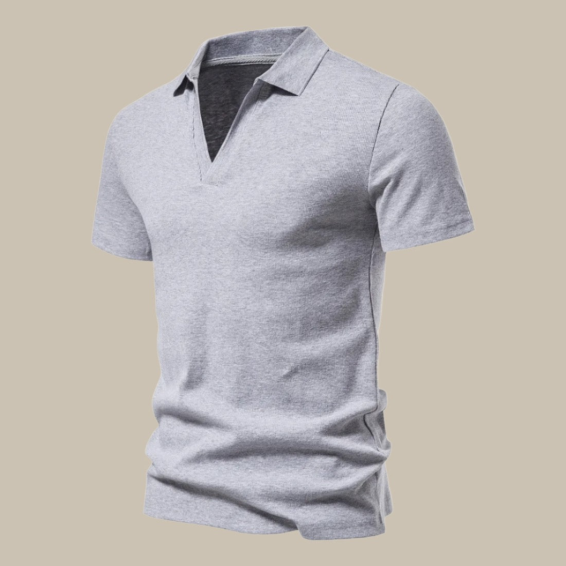 Polohemd | ohne Knopfleiste | V-Ausschnitt | Polohemden | Herrenhemden-Hellgrau-M-Chaps Herrenmode