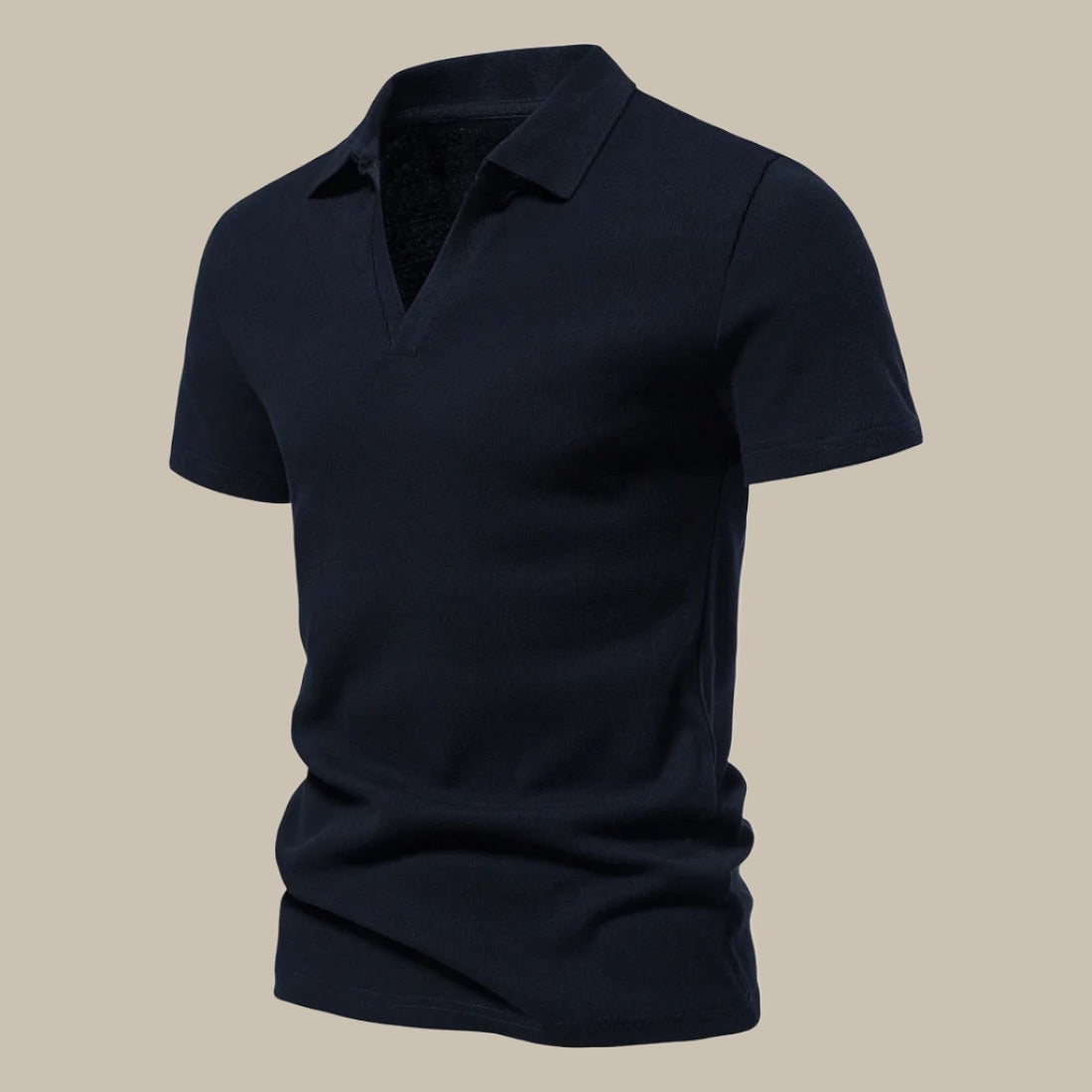 Polohemd | ohne Knopfleiste | V-Ausschnitt | Polohemden | Herrenhemden-Schwarz-M-Chaps Herrenmode