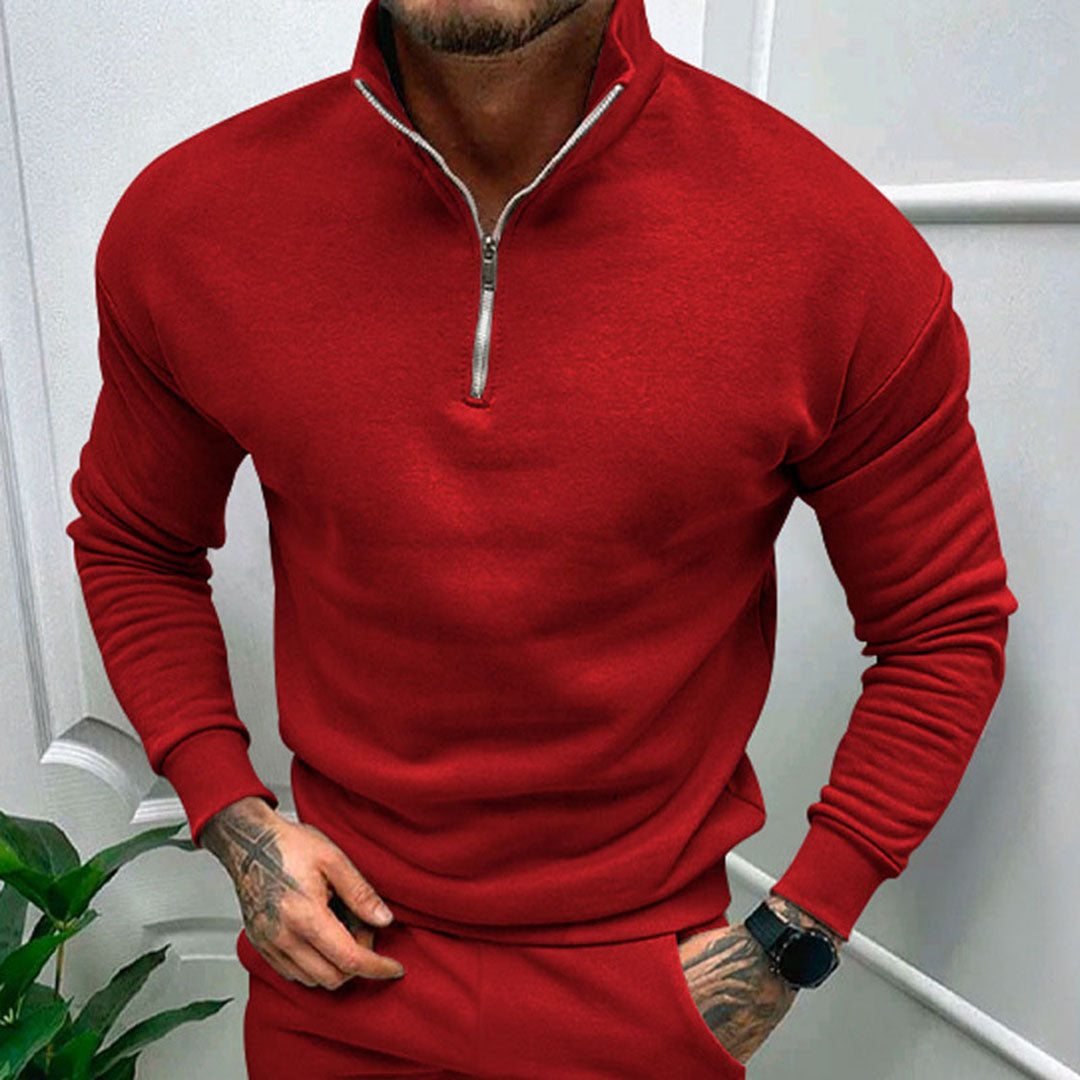Polopullover | Lässig | Langarm | Sweatshirt mit halbem Reißverschluss | Herrenpullover mit viertel Reißverschluss-Chaps Herrenmode
