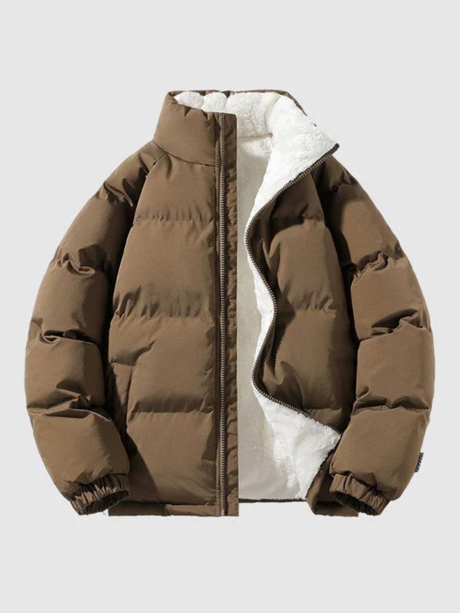 Pufferjacke | Fleece gefüttert | warm | wattierte Jacke | Herren Winterjacke-Braun-S-Chaps Herrenmode