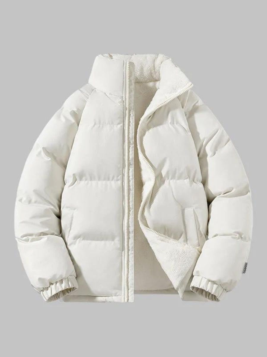 Pufferjacke | Fleece gefüttert | warm | wattierte Jacke | Herren Winterjacke-Weiß-S-Chaps Herrenmode