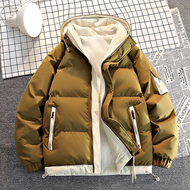 Pufferjacke - Kapuze - Warm - Daunenjacke - Winterjacken für Männer-Grün-XXXS-Chaps Herrenmode