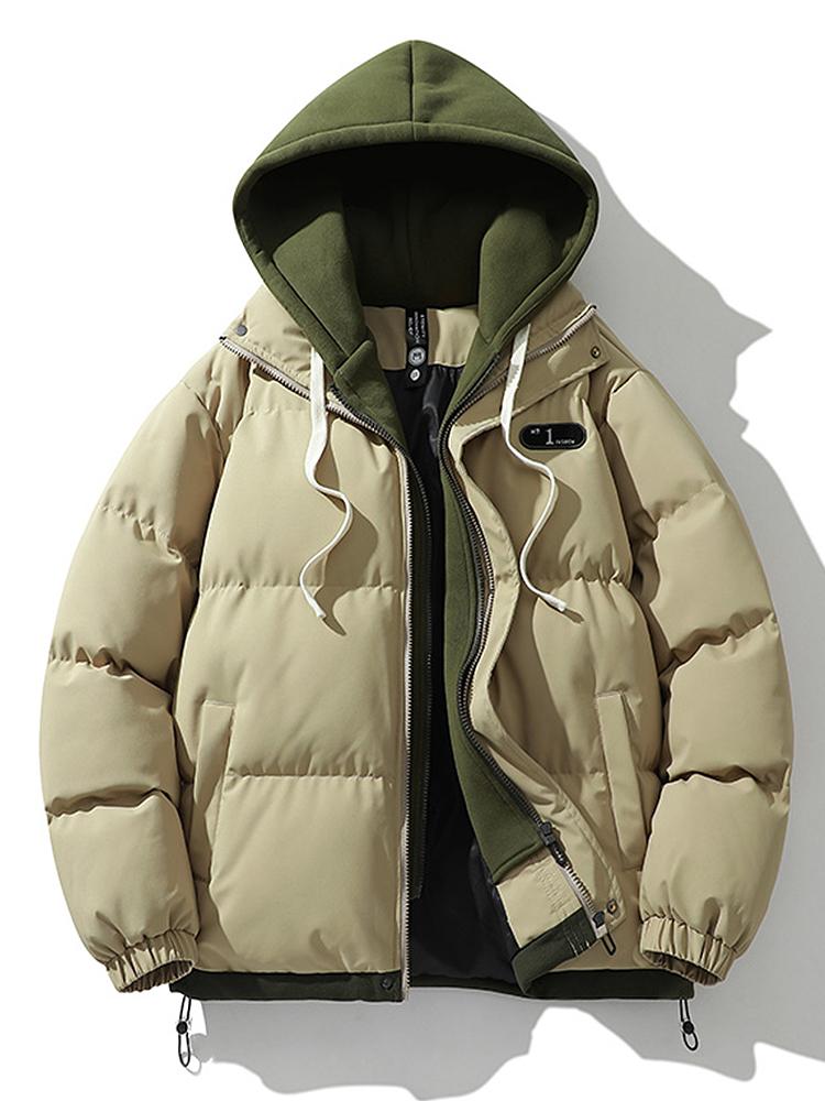 Pufferjacke | Kapuze | dick | wattierte Jacke | Wintermäntel Männer-Beige-S-Chaps Herrenmode
