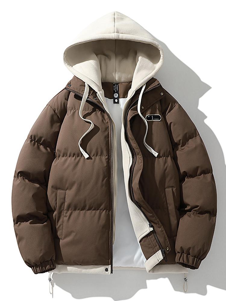 Pufferjacke | Kapuze | dick | wattierte Jacke | Wintermäntel Männer-Braun-S-Chaps Herrenmode