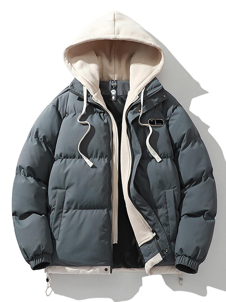 Pufferjacke | Kapuze | dick | wattierte Jacke | Wintermäntel Männer-Grau-S-Chaps Herrenmode