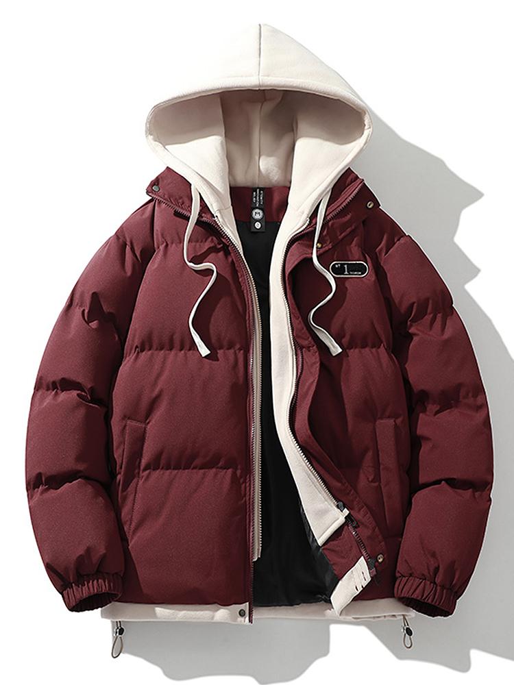 Pufferjacke | Kapuze | dick | wattierte Jacke | Wintermäntel Männer-Rot-S-Chaps Herrenmode