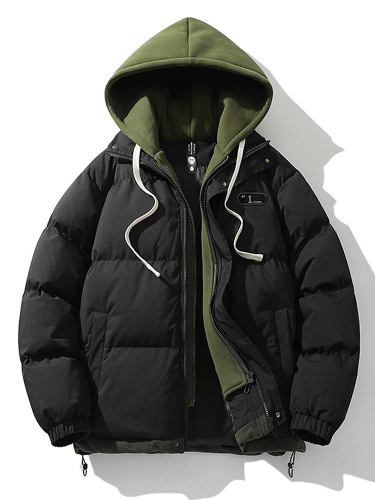 Pufferjacke | Kapuze | dick | wattierte Jacke | Wintermäntel Männer-Schwarz-S-Chaps Herrenmode