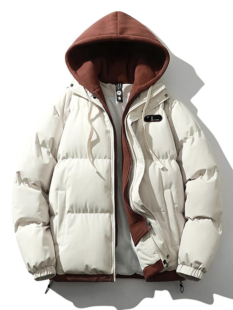 Pufferjacke | Kapuze | dick | wattierte Jacke | Wintermäntel Männer-Weiß-S-Chaps Herrenmode