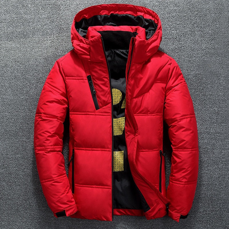 Pufferjacke | Warm | Kapuzenjacke | Daunenjacke | Winterjacke für Herren-Rot-M-Chaps Herrenmode