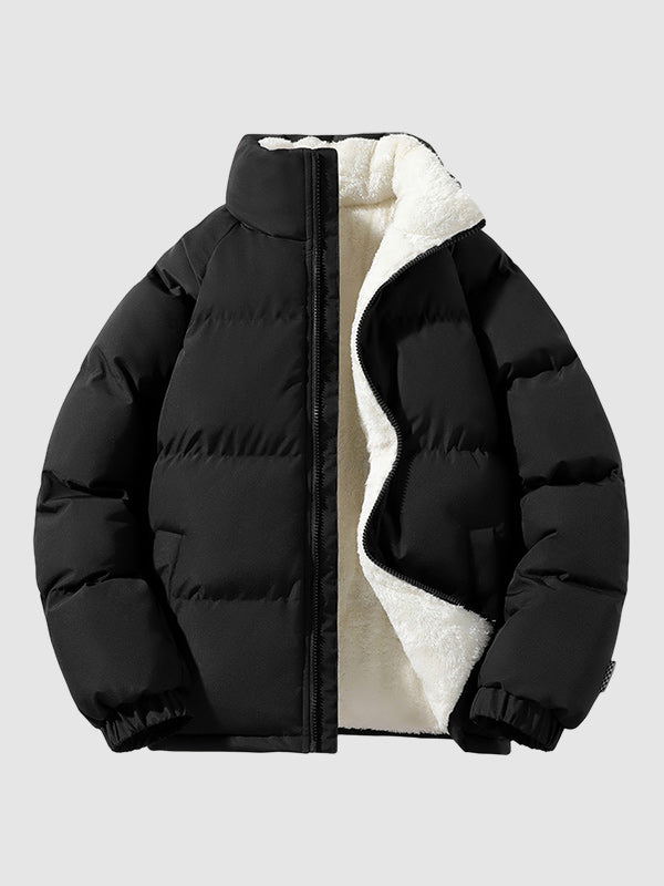 Pufferjacke | Warm | Mit Fleece gefüttert | Winterjacke | Herren-Steppjacke-Schwarz-M-Chaps Herrenmode