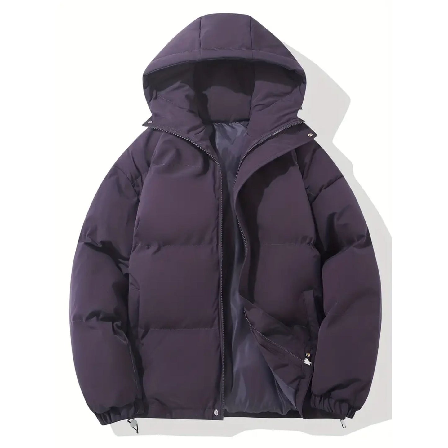 Pufferjacke – Warme Winter-Daunenjacke mit Kapuze für Herren-Lila-S-Chaps Herrenmode