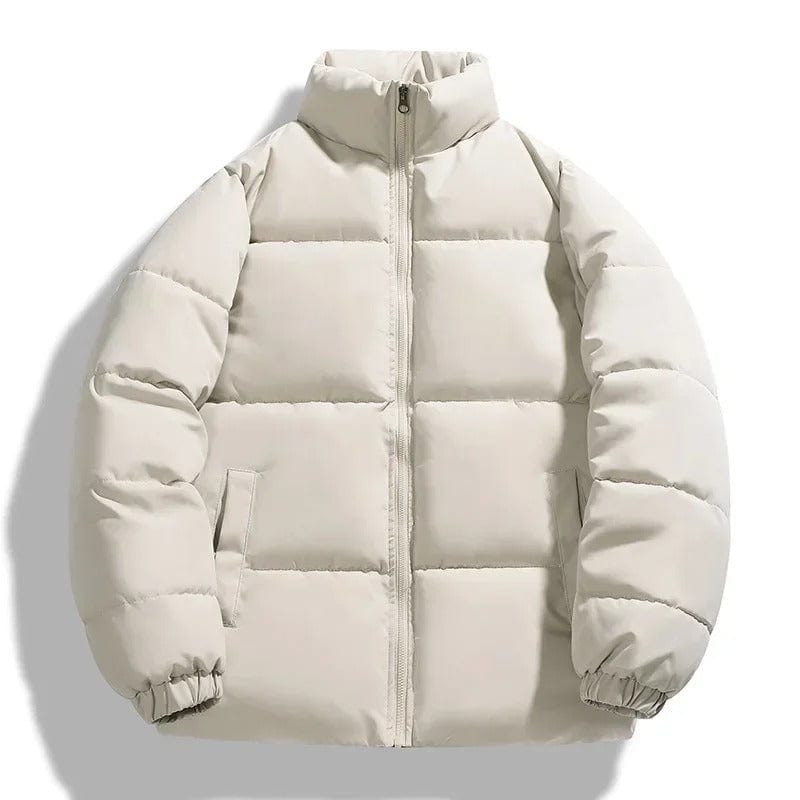 Pufferjacke – Warme, wattierte Winterdaunenjacke für Herren-Beige-M-Chaps Herrenmode