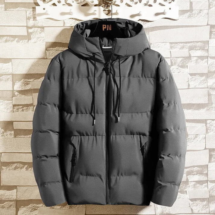 Pufferjacke – winddicht – mit Kapuze – Winterjacke – gepolsterte Jacke für Männer-Armee grün-M-Chaps Herrenmode