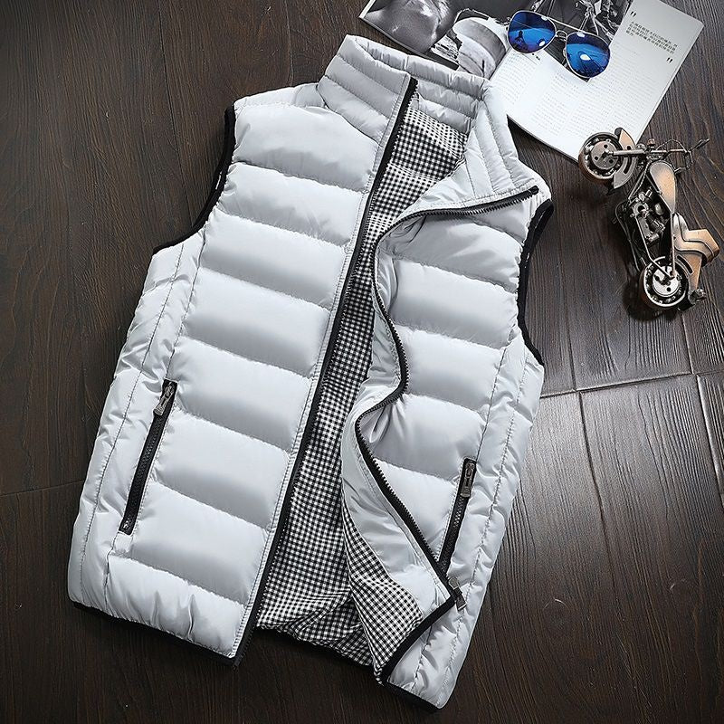 Pufferweste - Herren Zip-Up Winter Bodywarmer Winter Gilet-Hellgrau-s-Chaps Herrenmode