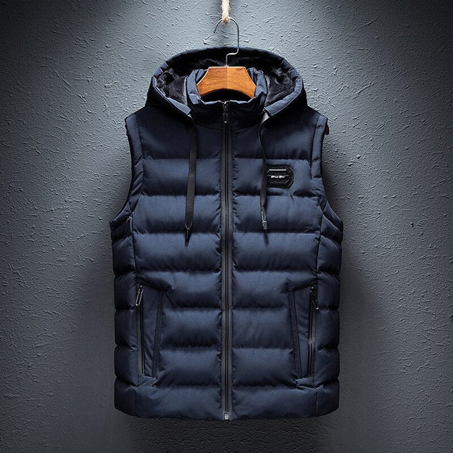 Pufferweste | Kapuzenweste | Weste | Winterweste | Herrenweste-Blau-S-Chaps Herrenmode