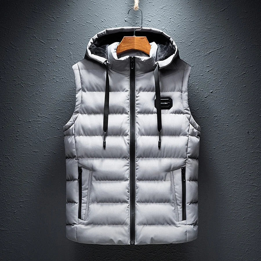 Pufferweste | Kapuzenweste | Weste | Winterweste | Herrenweste-Grau-S-Chaps Herrenmode