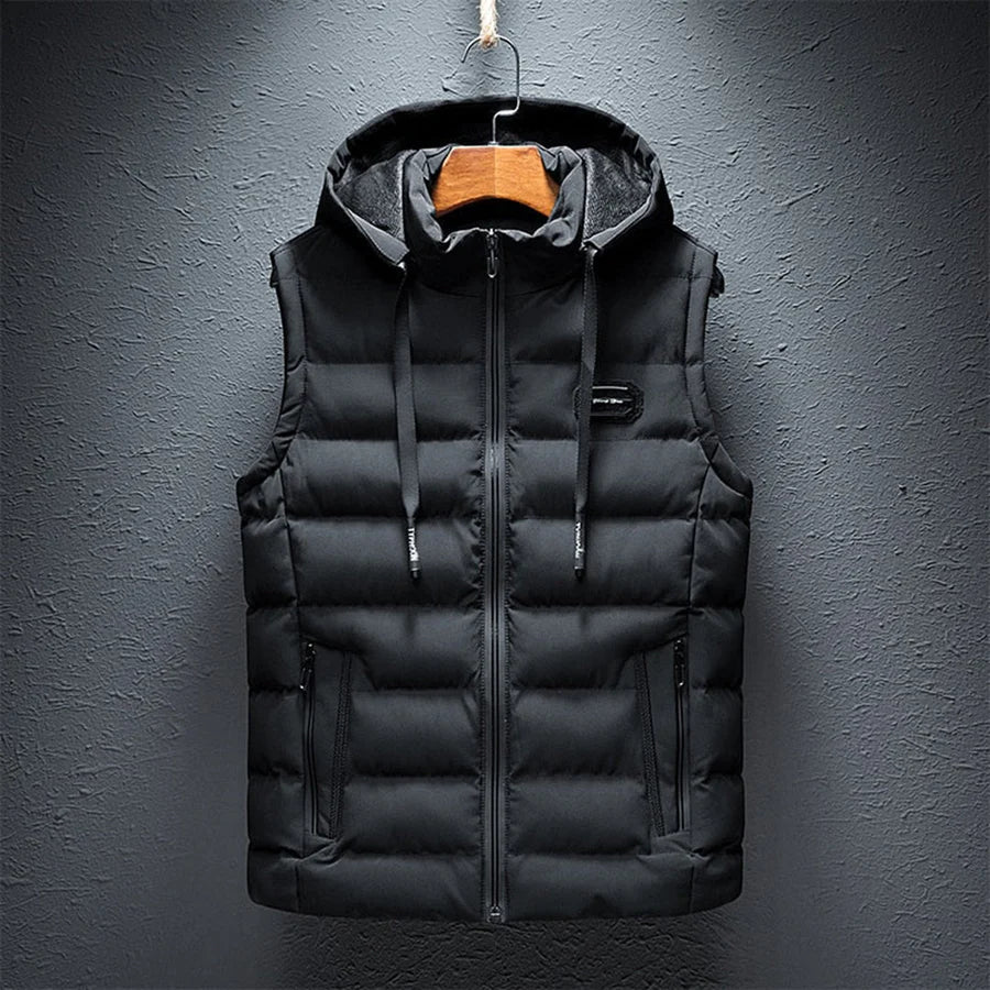 Pufferweste | Kapuzenweste | Weste | Winterweste | Herrenweste-Schwarz-S-Chaps Herrenmode