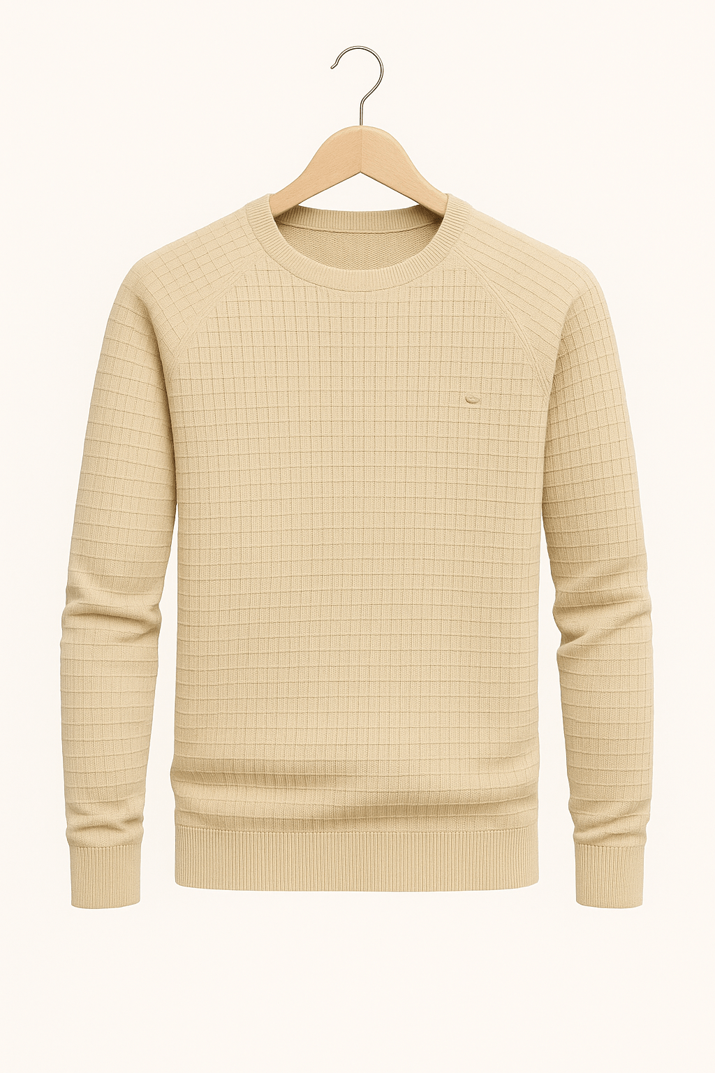 Pullover - Herren Rundhals Langarm Pullover Sweatshirt-Beige-S-Chaps Herrenmode