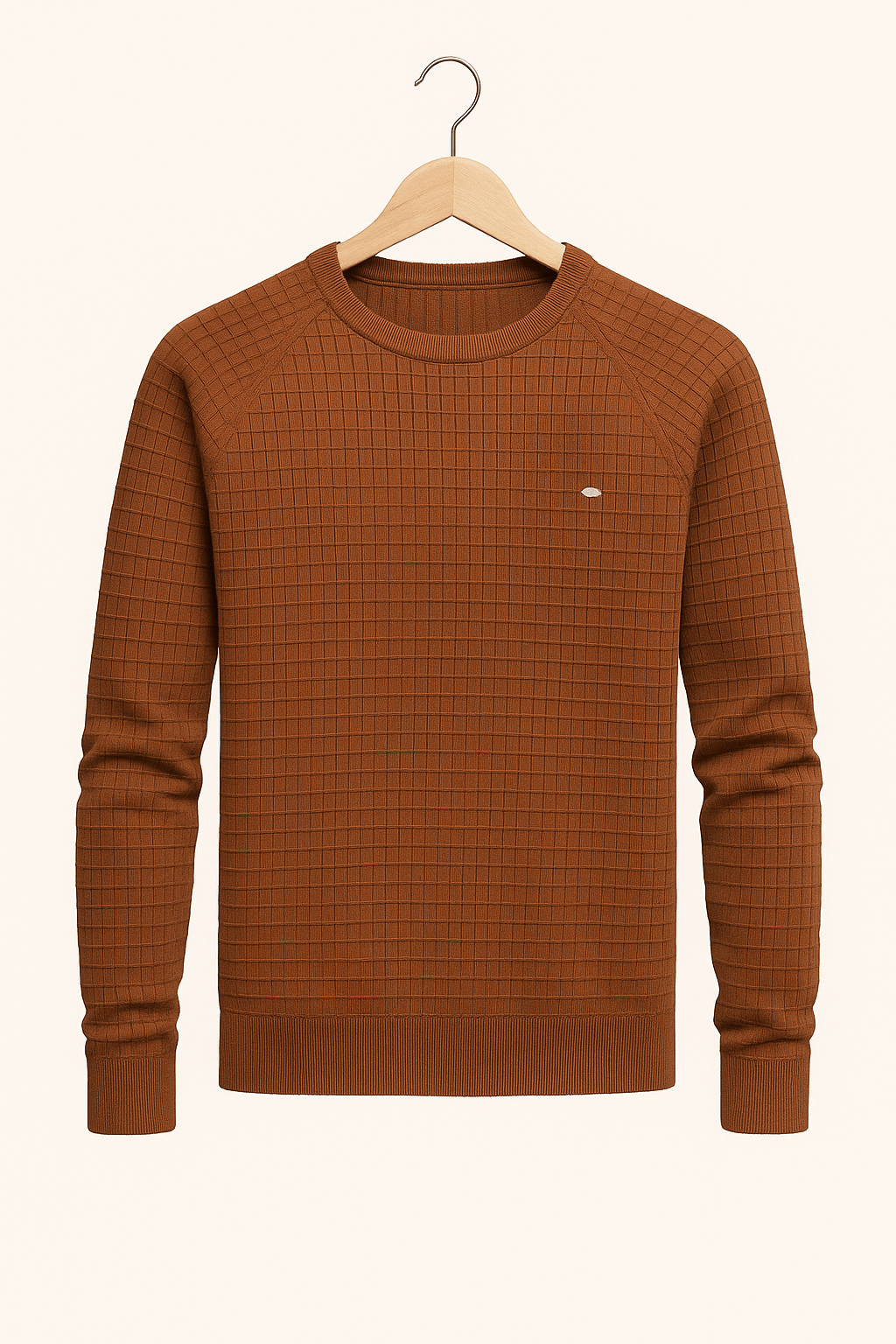 Pullover - Herren Rundhals Langarm Pullover Sweatshirt-Braun-S-Chaps Herrenmode