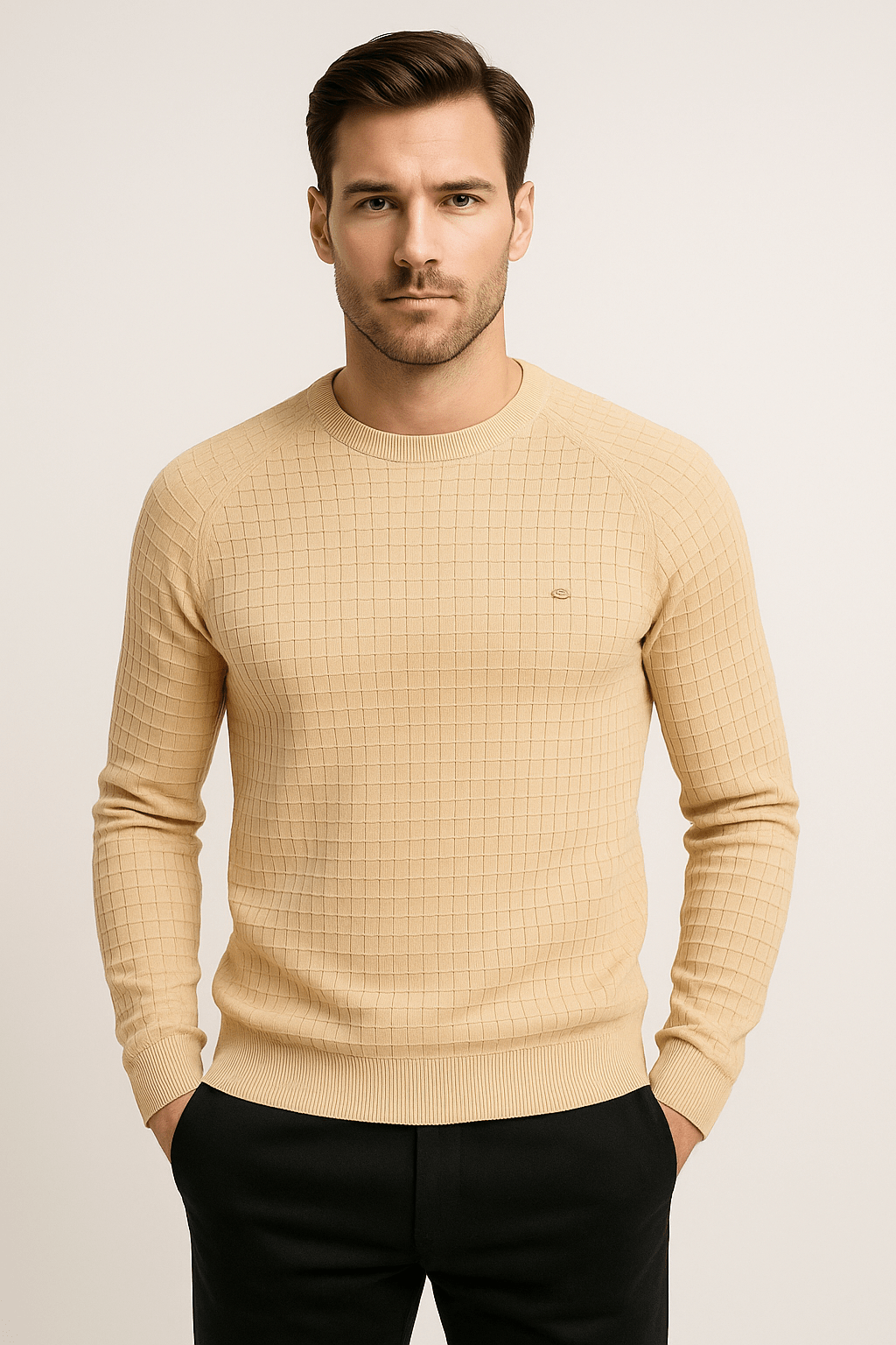 Pullover - Herren Rundhals Langarm Pullover Sweatshirt-Chaps Herrenmode