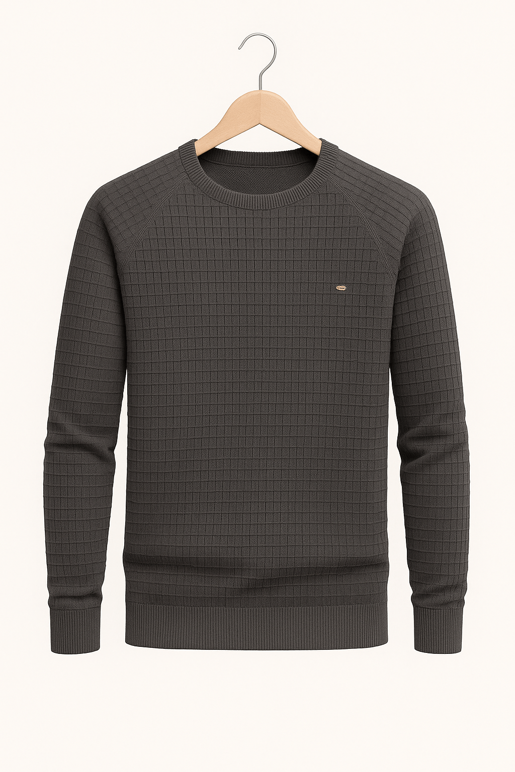 Pullover - Herren Rundhals Langarm Pullover Sweatshirt-Dunkelgrau-S-Chaps Herrenmode