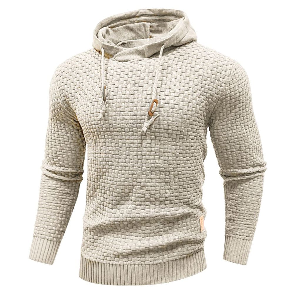 Pullover Hoodie - Kordelzug - Slim Fit - Kapuzenpulli - Hoodie für Männer-Beige-M-Chaps Herrenmode