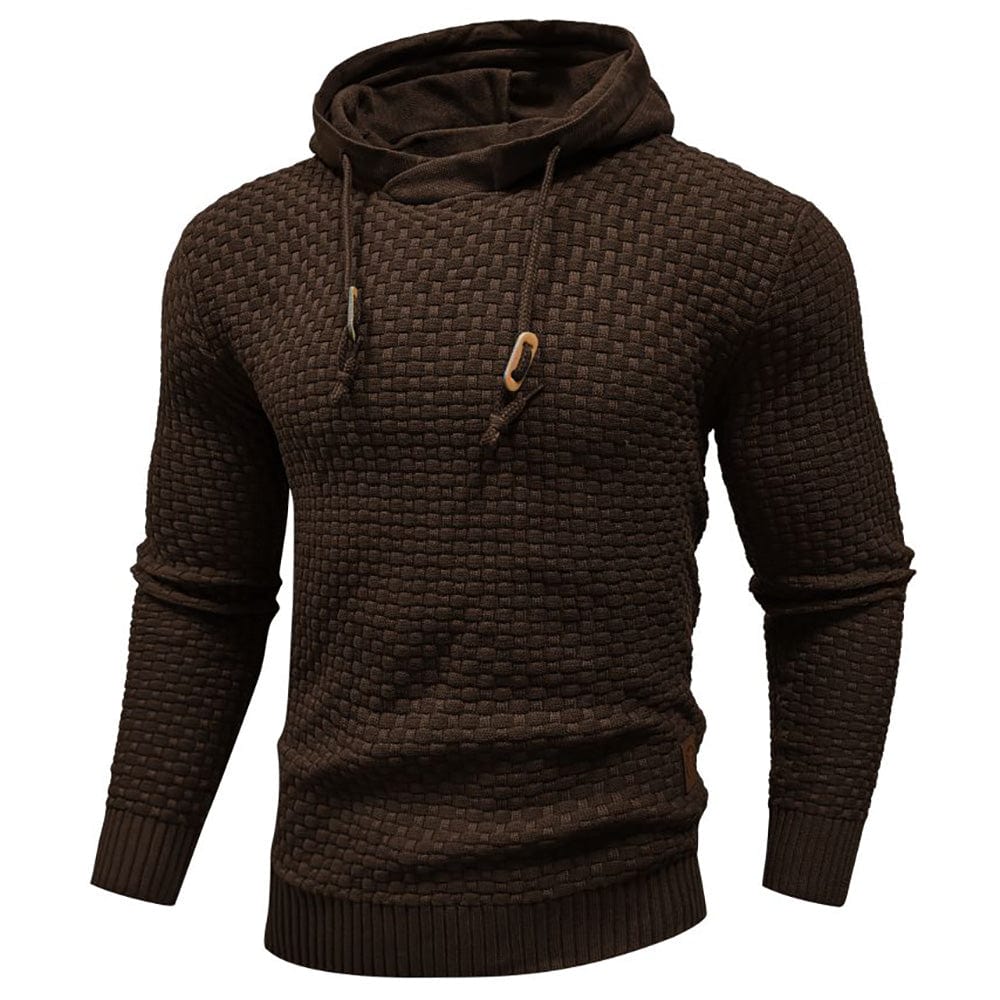 Pullover Hoodie - Kordelzug - Slim Fit - Kapuzenpulli - Hoodie für Männer-Braun-M-Chaps Herrenmode
