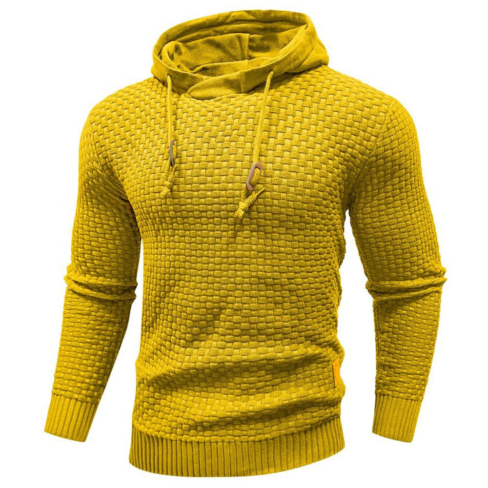 Pullover Hoodie - Kordelzug - Slim Fit - Kapuzenpulli - Hoodie für Männer-Gelb-M-Chaps Herrenmode
