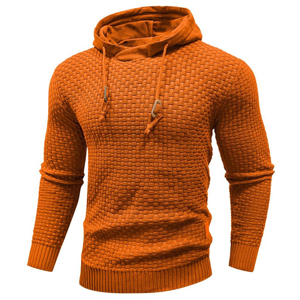 Pullover Hoodie - Kordelzug - Slim Fit - Kapuzenpulli - Hoodie für Männer-Orange-M-Chaps Herrenmode