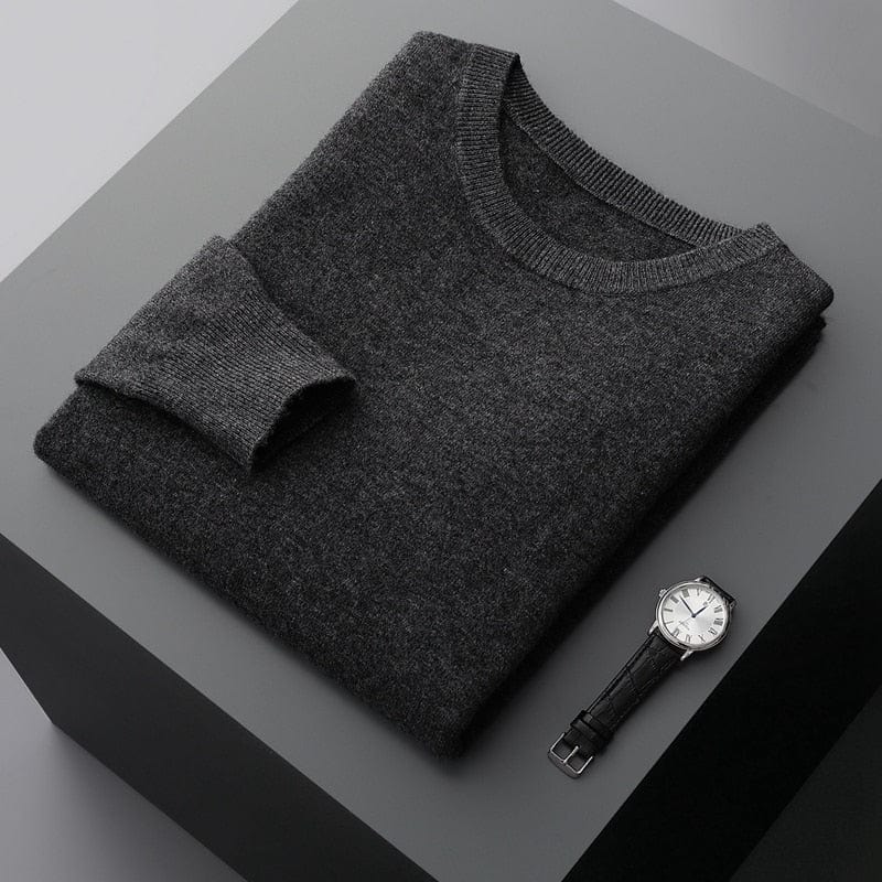 Pullover – Langärmliger Herren-Strickpullover aus Merinowolle-Dunkelgrau-M-Chaps Herrenmode