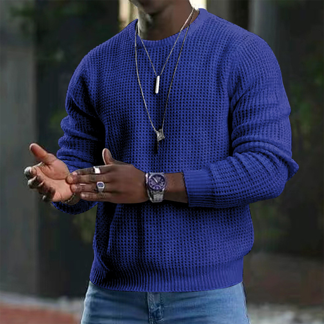 Pullover | Rundhalsausschnitt | Langarm | Pullover | Herrenbekleidung-Blau-M-Chaps Herrenmode