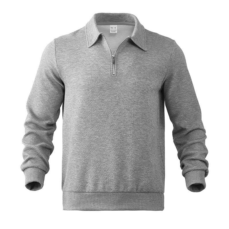 Pullover mit Viertelreißverschluss | Langarm | Pullover | Polopullover | Herrenpullover mit halbem Reißverschluss-Grau-S-Chaps Herrenmode