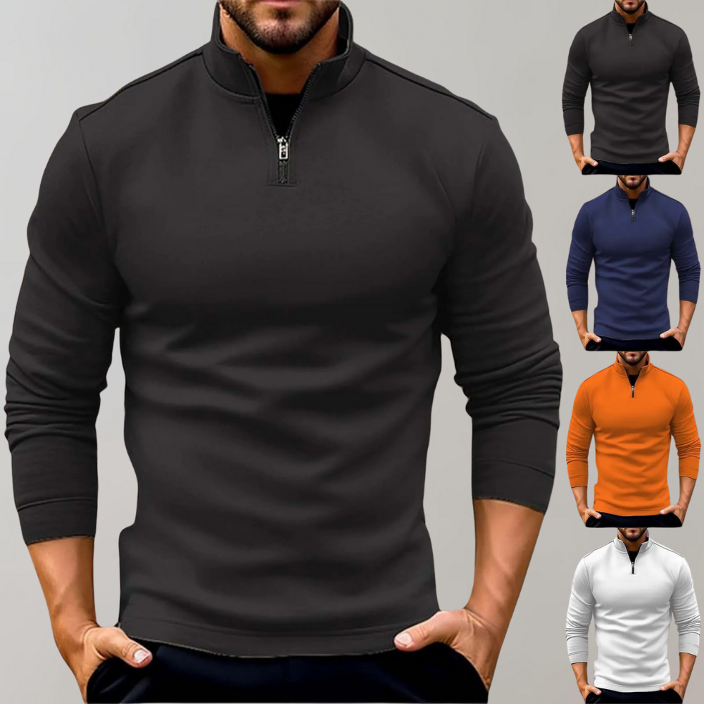 Pullover mit halbem Reißverschluss | Langarmshirt | Pullover | Sweatshirt | Herrenbekleidung-Chaps Herrenmode
