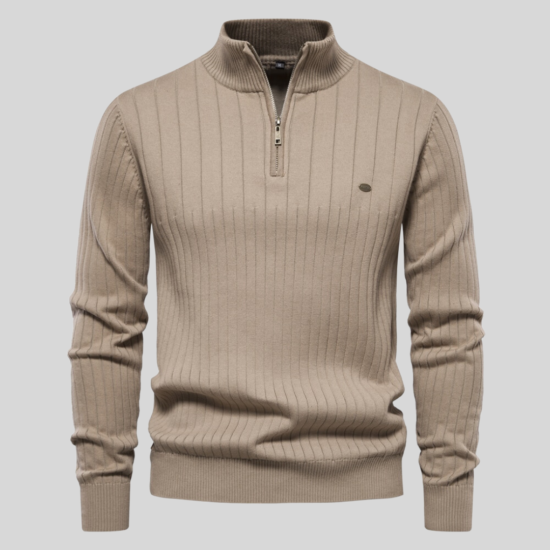Pullover mit halbem Reißverschluss | Stehkragen | Langarm | Strickpullover | Winterkleidung für Herren-Chaps Herrenmode