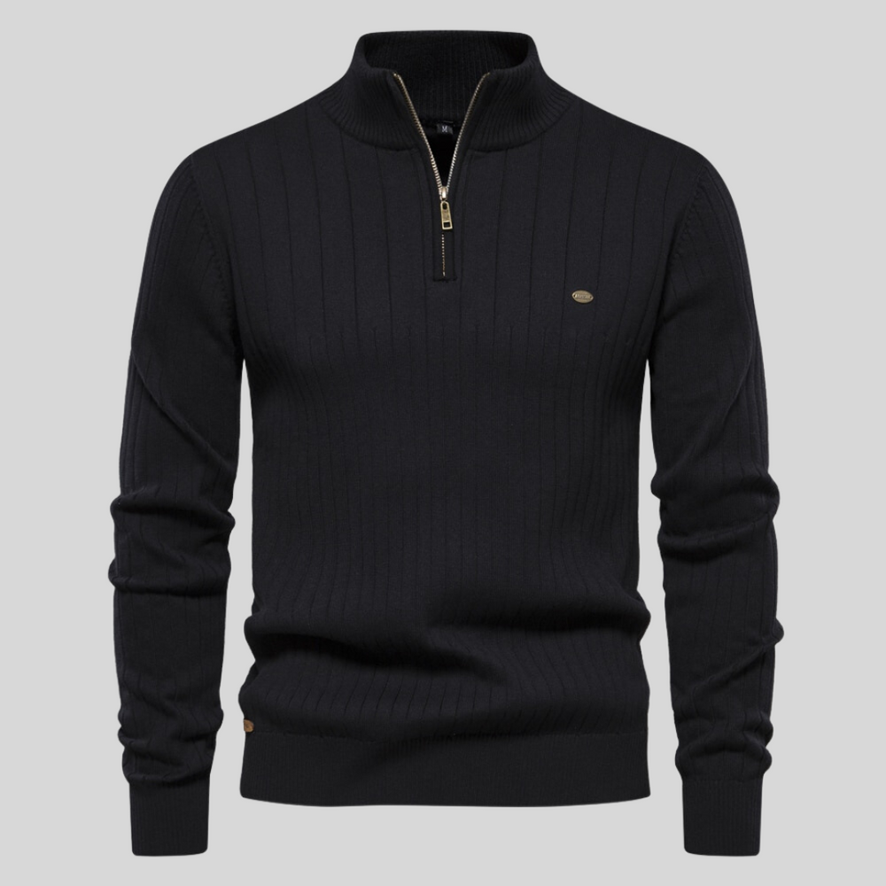 Pullover mit halbem Reißverschluss | Stehkragen | Langarm | Strickpullover | Winterkleidung für Herren-Chaps Herrenmode