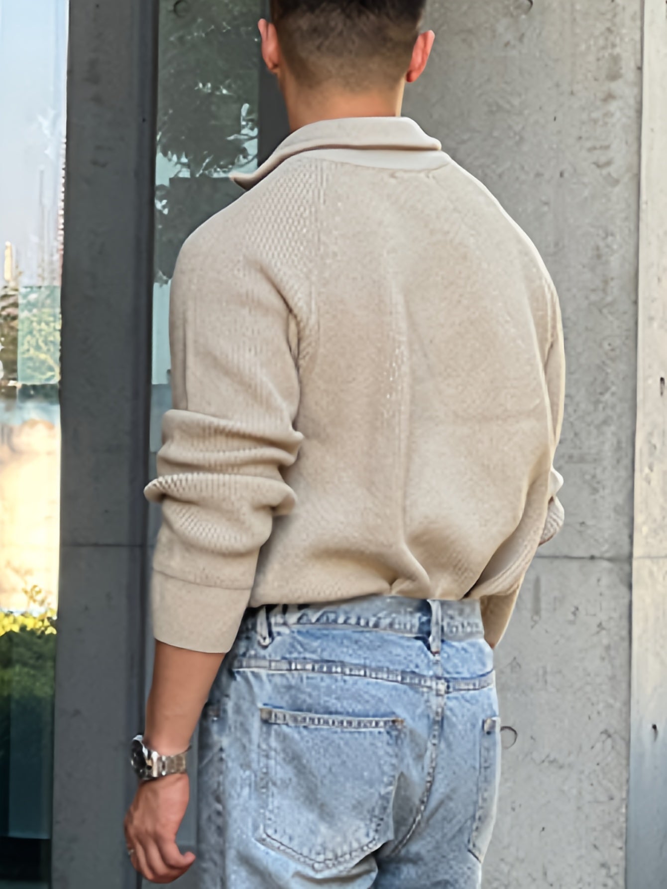 Pullover mit halbem Reißverschluss – warmer, langärmliger Strickpullover für Herren-Chaps Herrenmode