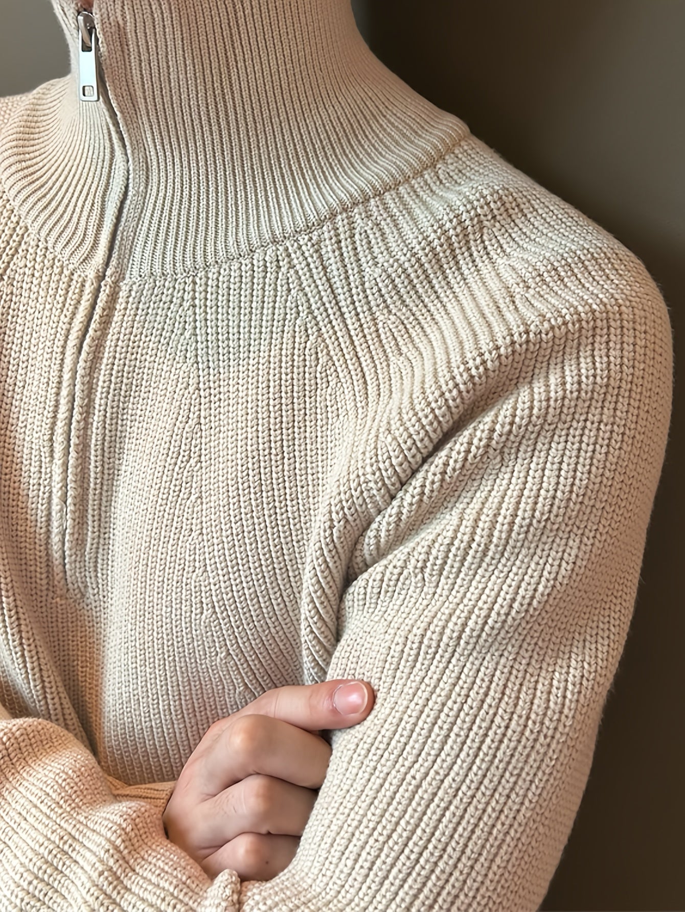 Pullover mit halbem Reißverschluss – warmer, langärmliger Strickpullover für Herren-Chaps Herrenmode