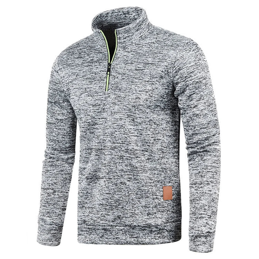 Pullover mit kurzem Reißverschluss | Langarmshirt | Elastisch | Sweatshirt mit halbem Reißverschluss | Herrenbekleidung-Chaps Herrenmode