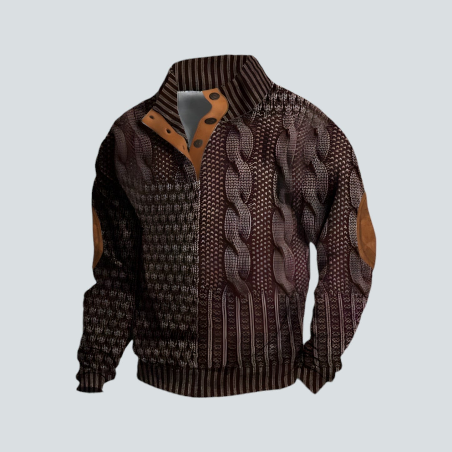 Pullover – warmer Herrenpullover mit lockerer Passform und vierteljährlicher Knopfleiste-Dunkelrot-S-Chaps Herrenmode