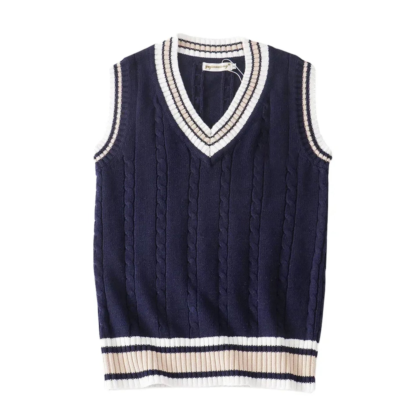 Pulloverweste - Herren ärmellose V-Ausschnitt Pullover Strickweste-Blau-S-Chaps Herrenmode