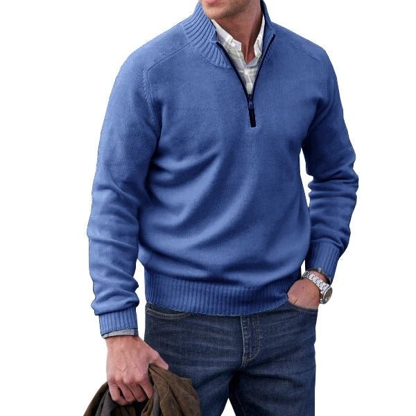 Quarter Zip Jumper | Warm | Mit Reißverschluss | Teddy-Hoodie | Fleecejacke für Männer-Blau-S-Chaps Herrenmode