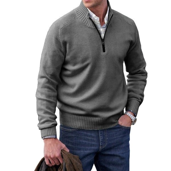 Quarter Zip Jumper | Warm | Mit Reißverschluss | Teddy-Hoodie | Fleecejacke für Männer-Grau-S-Chaps Herrenmode