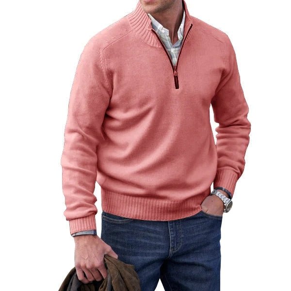 Quarter Zip Jumper | Warm | Mit Reißverschluss | Teddy-Hoodie | Fleecejacke für Männer-Rosa-S-Chaps Herrenmode