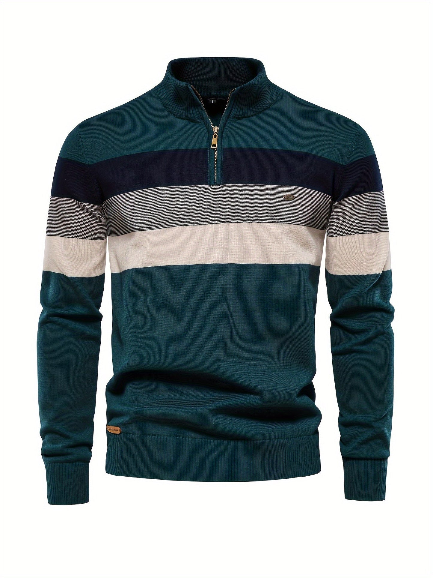 Quarter Zip Pullover - Pullover mit halbem Reißverschluss für Männer - Strickpullover-Dunkelgrün-S-Chaps Herrenmode