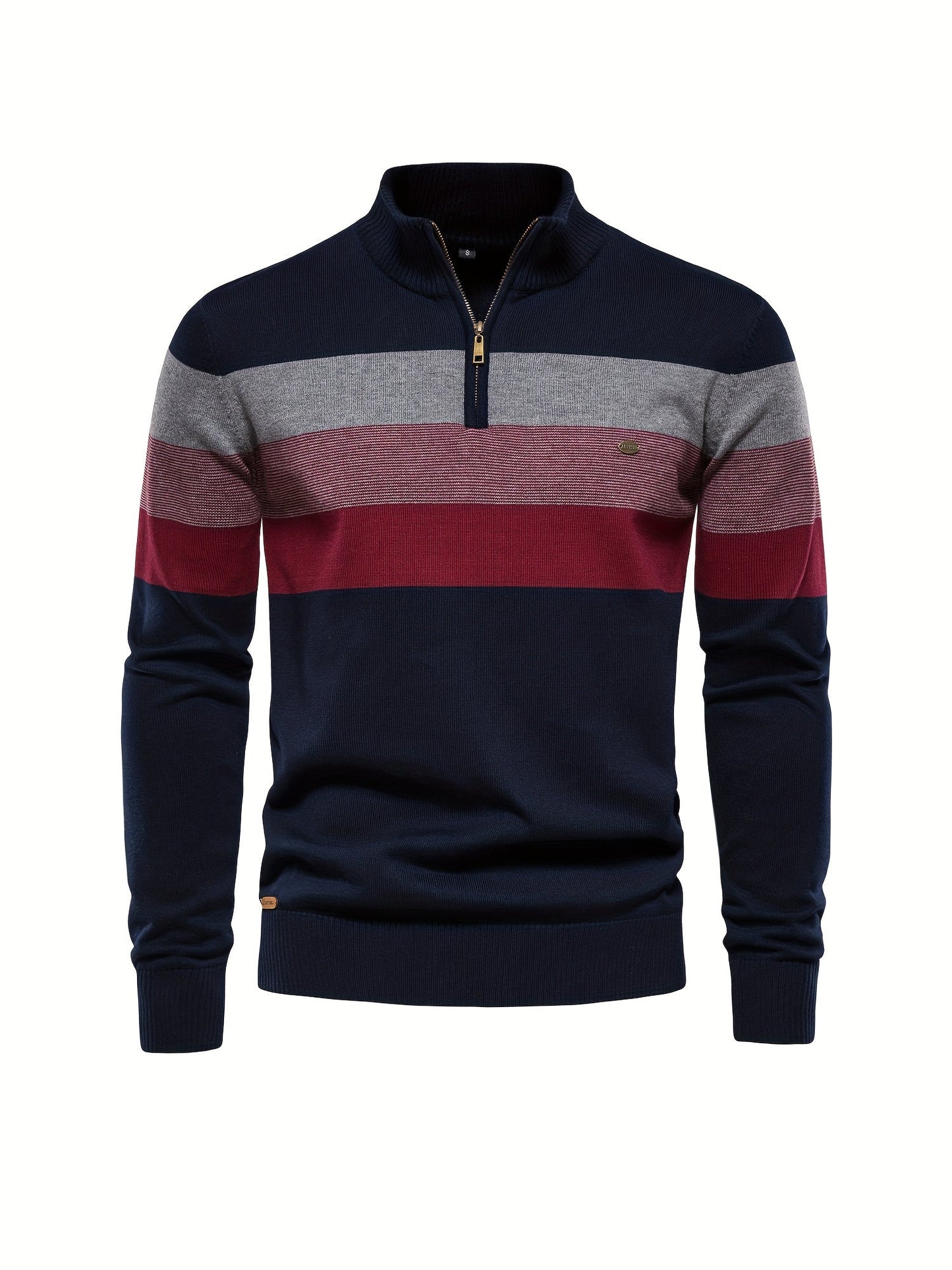 Quarter Zip Pullover - Pullover mit halbem Reißverschluss für Männer - Strickpullover-Marineblau-S-Chaps Herrenmode