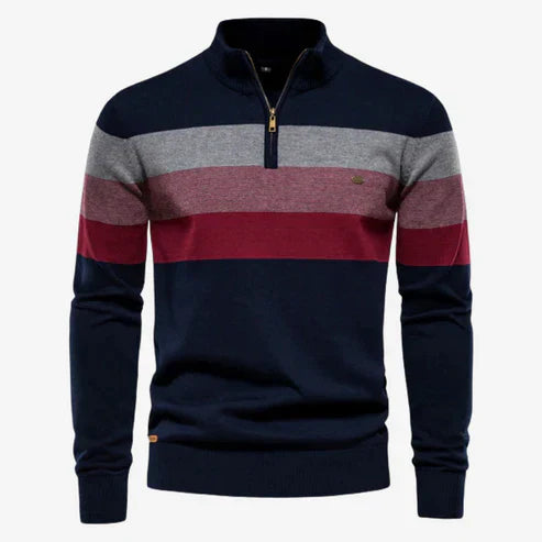 Quarter Zip Pullover - Stehkragen - Langarm - Strickpullover - Herrenpullover-Marineblau-S-Chaps Herrenmode