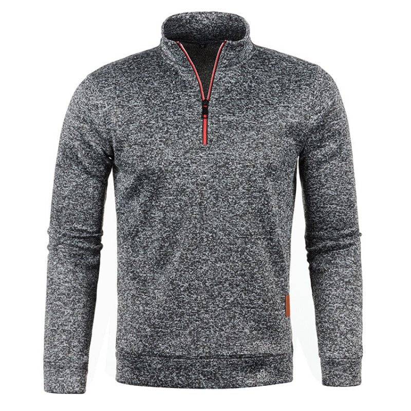 Quarter Zip Sweatshirt | Langarm | Hoher Kragen | Pullover mit halbem Reißverschluss | Quarter Zip Sweatshirts für Männer-Dunkelgrau-S-Chaps Herrenmode