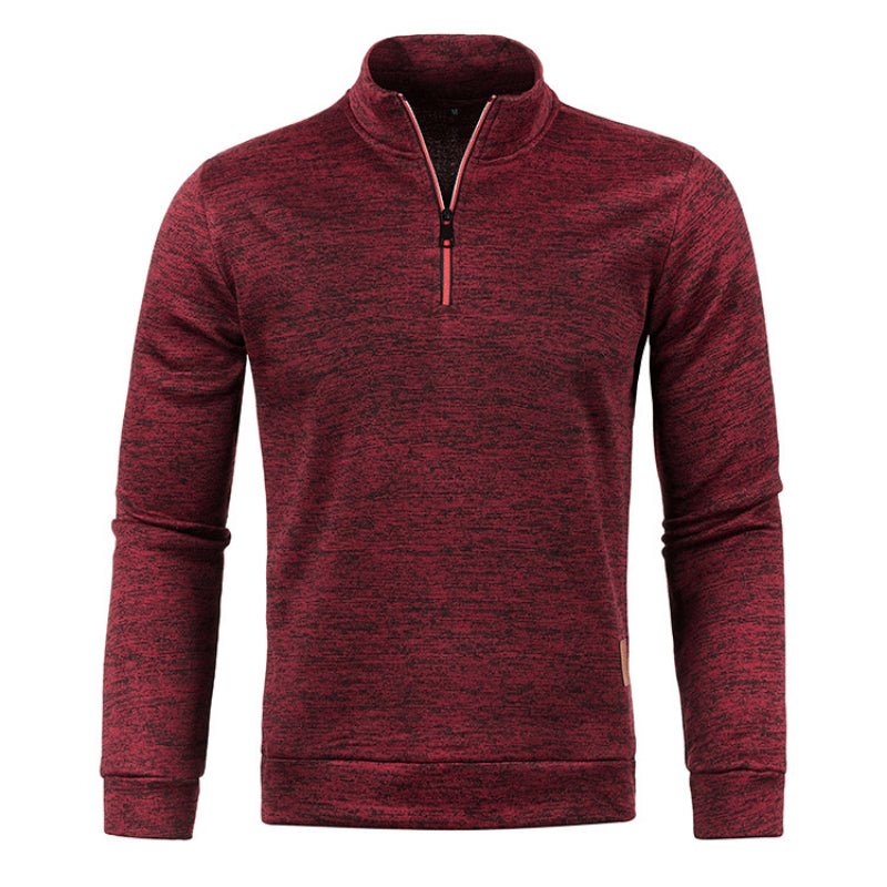 Quarter Zip Sweatshirt | Langarm | Hoher Kragen | Pullover mit halbem Reißverschluss | Quarter Zip Sweatshirts für Männer-Rot-S-Chaps Herrenmode